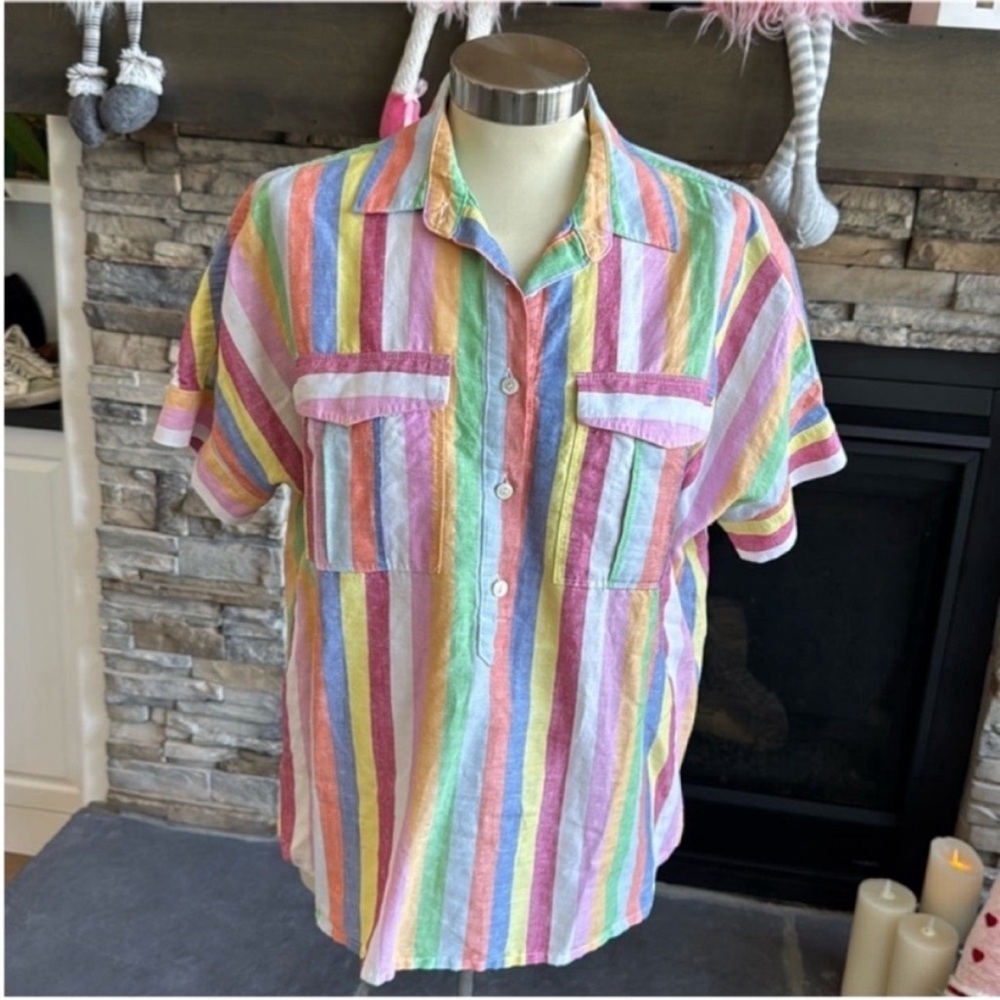 Banana Republic Pastel Striped Button-Down Shirt - Picture 2 of 12